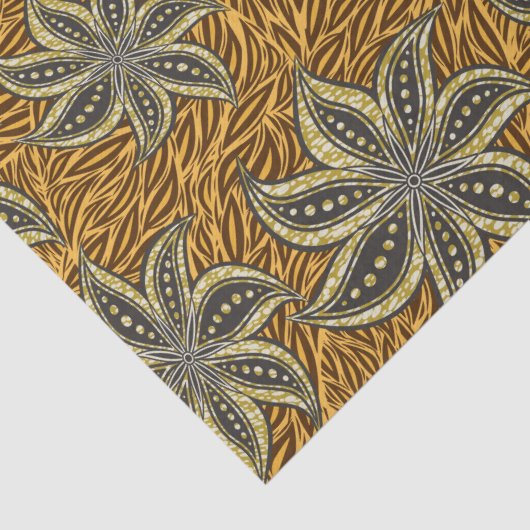 Afrikaanse Abstracte Bloemen Batik Stijl Tissuepapier (Detail)