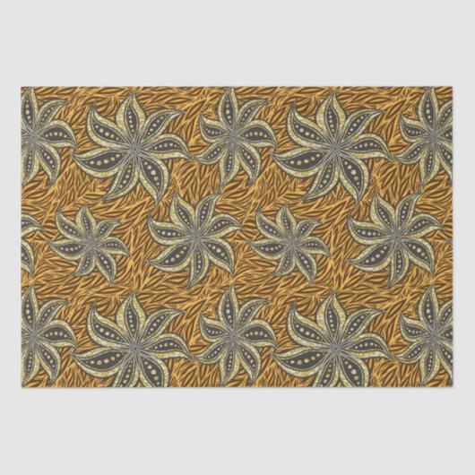 Afrikaanse Abstracte Bloemen Batik Stijl Tissuepapier (Voorkant)