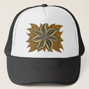 Afrikaanse Abstracte Bloemen Batik Stijl Trucker Pet