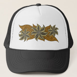 Afrikaanse Abstracte Bloemen Batik Stijl Trucker Pet