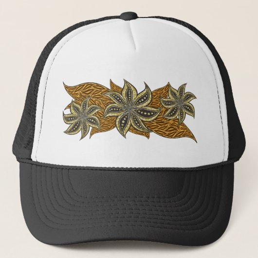 Afrikaanse Abstracte Bloemen Batik Stijl Trucker Pet (Voorkant)