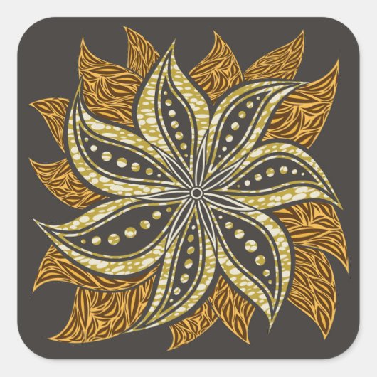 Afrikaanse Abstracte Bloemen Batik Stijl Vierkante Sticker (Voorkant)
