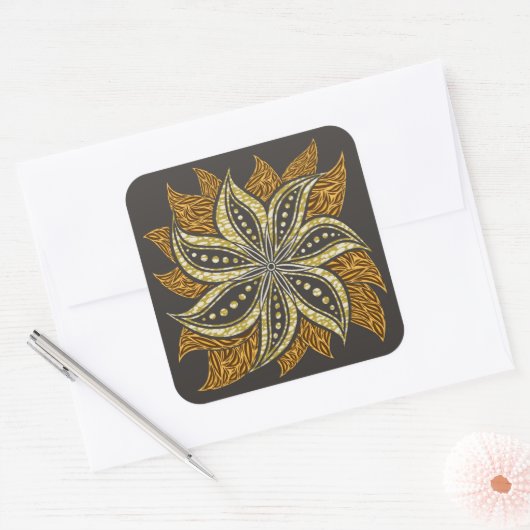 Afrikaanse Abstracte Bloemen Batik Stijl Vierkante Sticker (Envelop)