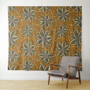 Afrikaanse Abstracte Bloemen Batik Stijl Wandkleed