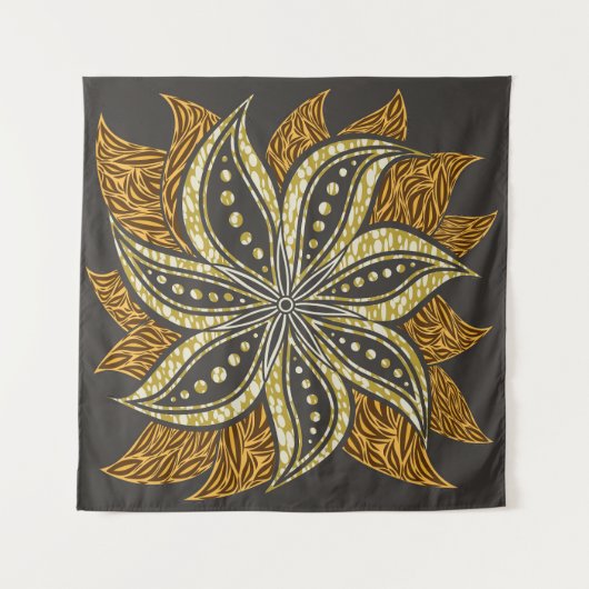 Afrikaanse Abstracte Bloemen Batik Stijl Wandkleed (Voorkant (horizontaal))