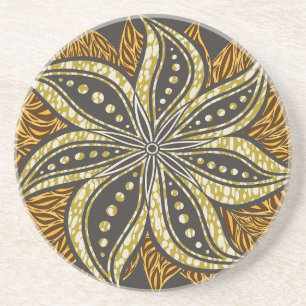 Afrikaanse Abstracte Bloemen Batik Stijl Zandsteen Onderzetter