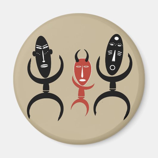 Afrikaanse abstracte dansende figuren magneet (Voorkant)