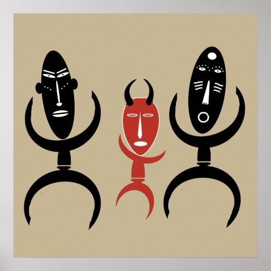 Afrikaanse abstracte dansende figuur poster (Voorkant)