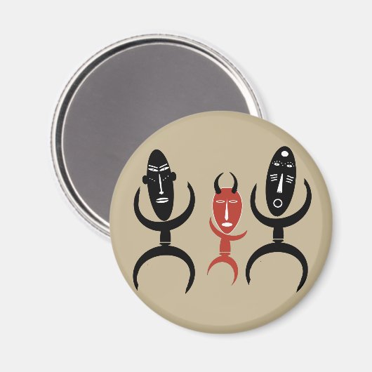 afrikaanse abstracte dansfiguren magneet (Voorkant / Achterkant)