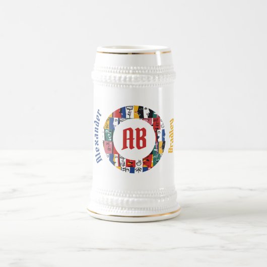 Afrikaanse Abstracte gezichten Stein Bierpul (Center)