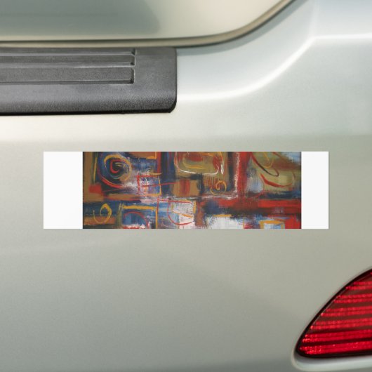 Afrikaanse Abstracte kunst - vierkantjes & cirkels Bumpersticker (Op auto)