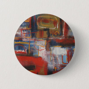 Afrikaanse Abstracte kunst - vierkantjes & cirkels Ronde Button 5,7 Cm