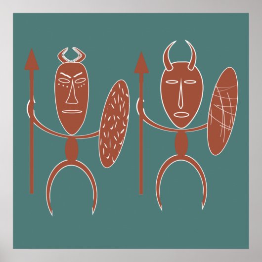 afrikaanse abstracte stam krijger poster (Voorkant)