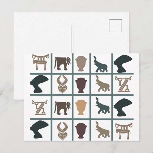 Afrikaanse abstracte stamkunst briefkaart (Voorkant / Achterkant)