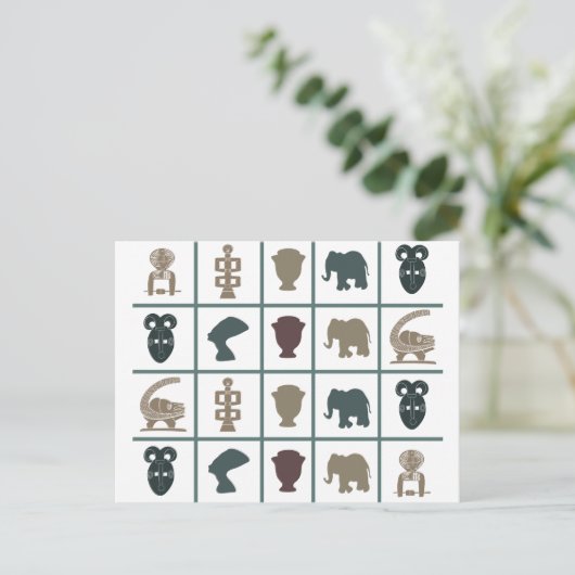 Afrikaanse abstracte stamkunst briefkaart (Staand voorkant)