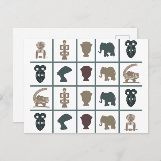 Afrikaanse abstracte stamkunst briefkaart (Voorkant / Achterkant)