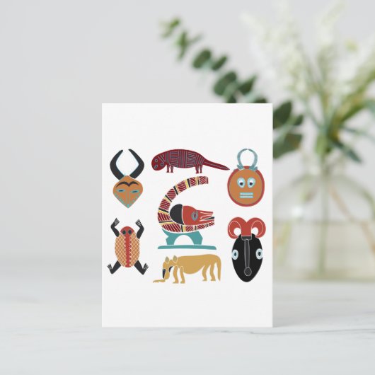 Afrikaanse abstracte stamkunst briefkaart (Staand voorkant)