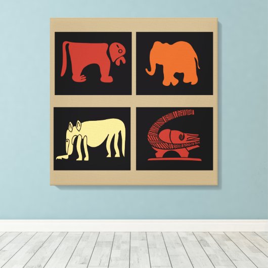 Afrikaanse abstracte stamkunst canvas afdruk (Insitu (Houten vloer))