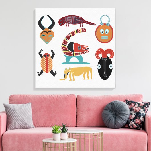 Afrikaanse abstracte stamkunst canvas afdruk (Insitu (Woonkamer))