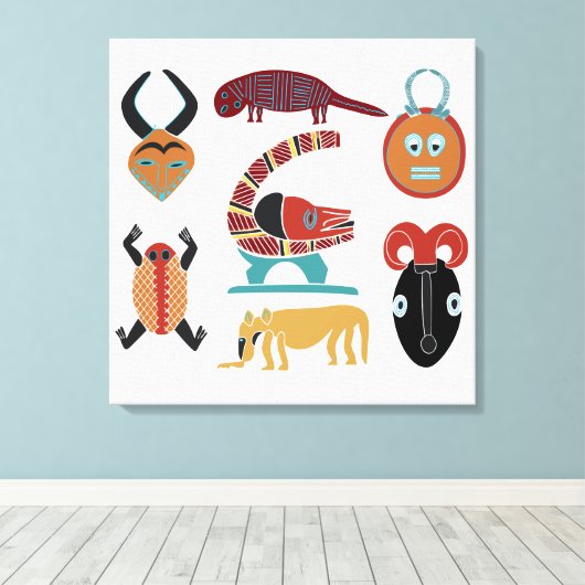 Afrikaanse abstracte stamkunst canvas afdruk (Insitu (Houten vloer))