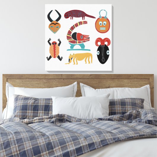 Afrikaanse abstracte stamkunst canvas afdruk (Insitu (Slaapkamer))