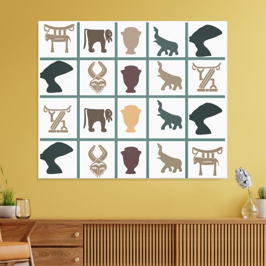 Afrikaanse abstracte stamkunst canvas afdruk (Insitu (Woonkamer))