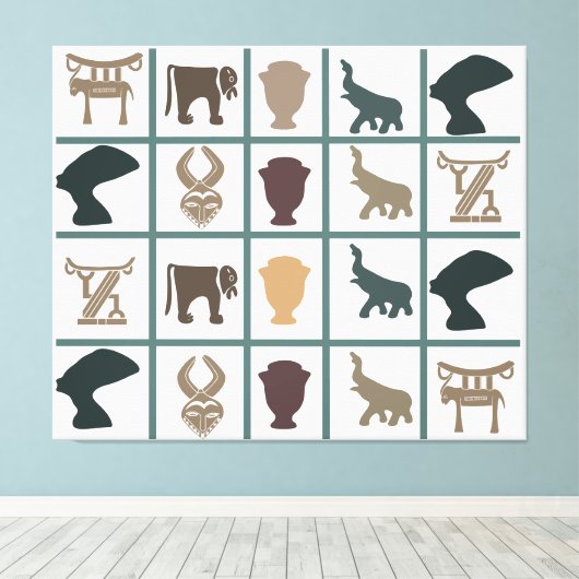 Afrikaanse abstracte stamkunst canvas afdruk (Insitu (Houten vloer))