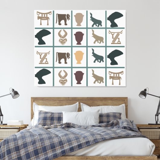 Afrikaanse abstracte stamkunst canvas afdruk (Insitu (Slaapkamer))