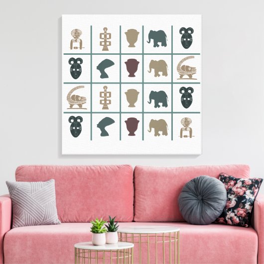 Afrikaanse abstracte stamkunst canvas afdruk (Insitu (Woonkamer))