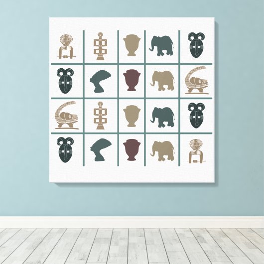 Afrikaanse abstracte stamkunst canvas afdruk (Insitu (Houten vloer))