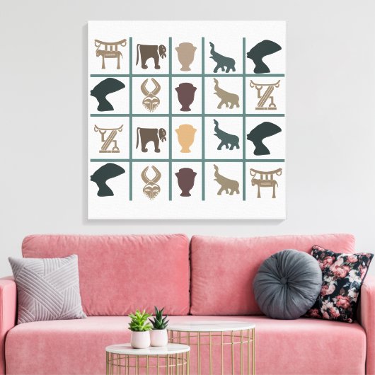 Afrikaanse abstracte stamkunst canvas afdruk (Insitu (Woonkamer))
