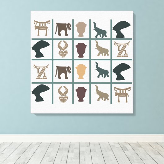 Afrikaanse abstracte stamkunst canvas afdruk (Insitu (Houten vloer))