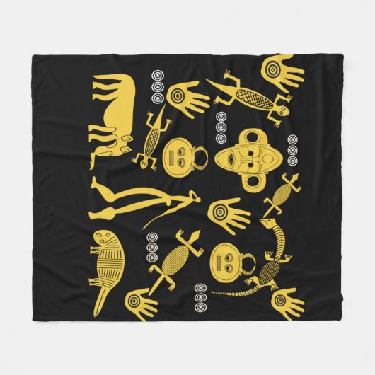 Afrikaanse abstracte stamkunst fleece deken (Voorkant (Horizontaal))