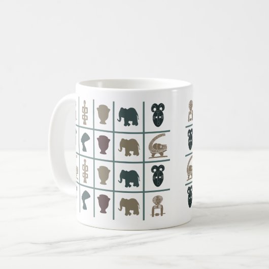 Afrikaanse abstracte stamkunst koffiemok (Voorkant links)