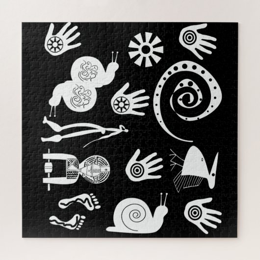 Afrikaanse abstracte stamkunst legpuzzel (Horizontaal)