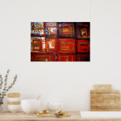 Afrikaanse Abstracte vierkantjes Kunstafdrukken Po Poster (Keuken)
