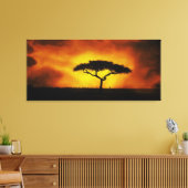 Afrikaanse acacia landschap warme gloed canvas afdruk