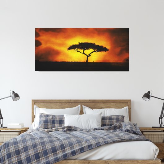 Afrikaanse acacia landschap warme gloed canvas afdruk (Insitu (Slaapkamer))
