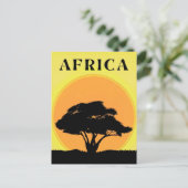 Afrikaanse acaciaboom tegen een Oranje zonsonderga Briefkaart (Staand voorkant)