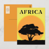 Afrikaanse acaciaboom tegen een Oranje zonsonderga Briefkaart (Voorkant / Achterkant)
