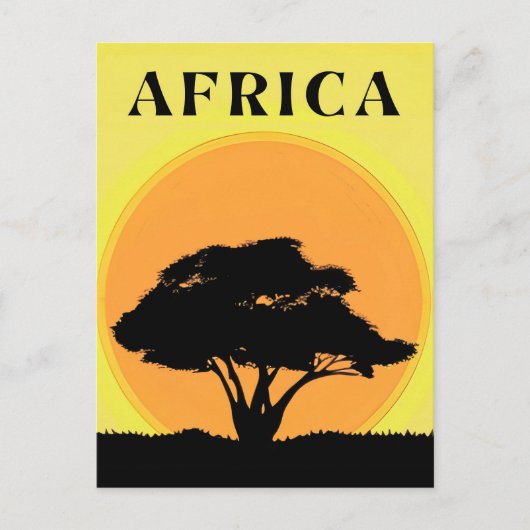 Afrikaanse acaciaboom tegen een Oranje zonsonderga Briefkaart (Voorkant)