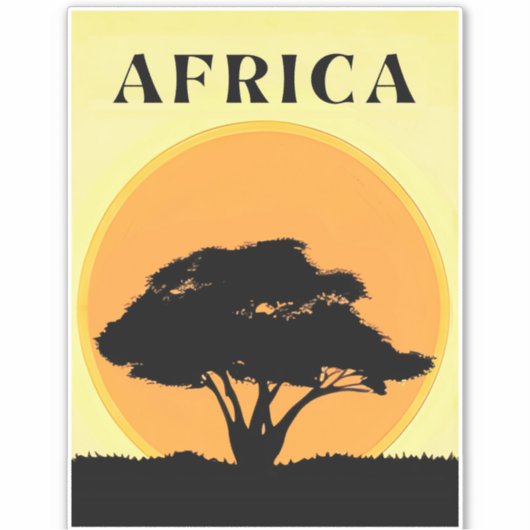 Afrikaanse acaciaboom tegen een Oranje zonsonderga Sticker (Voorkant)