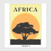 Afrikaanse acaciaboom tegen een Oranje zonsonderga Sticker (Vel)