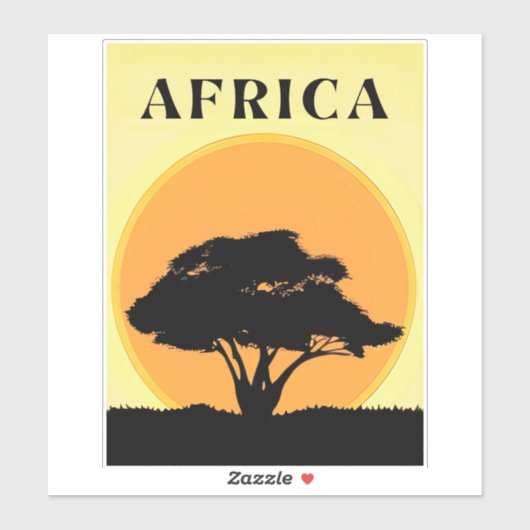 Afrikaanse acaciaboom tegen een Oranje zonsonderga Sticker (Vel)