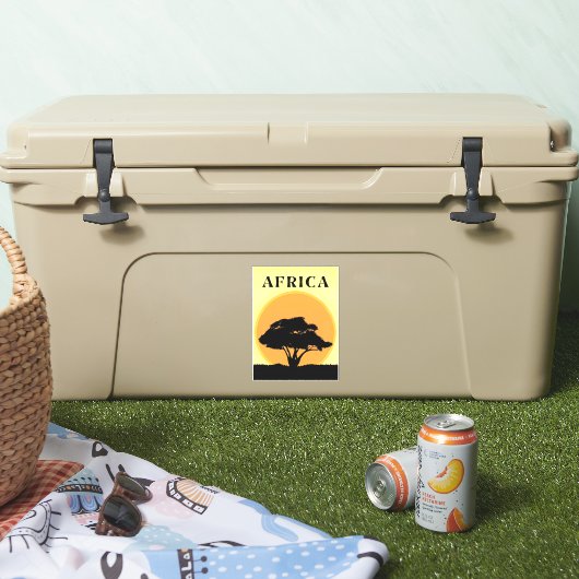 Afrikaanse acaciaboom tegen een Oranje zonsonderga Sticker (Koeler)