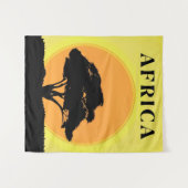 Afrikaanse acaciaboom tegen een Oranje zonsonderga Wandkleed (Voorkant (horizontaal))