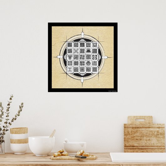 Afrikaanse adinkra en Koerdische Arabisch, op het  Poster (Keuken)