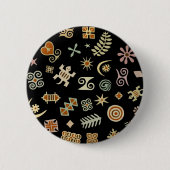 Afrikaanse adinkra-symbolen ronde button 5,7 cm (Voorkant)