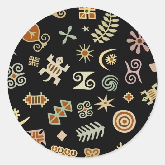 Afrikaanse adinkra-symbolen ronde sticker (Voorkant)