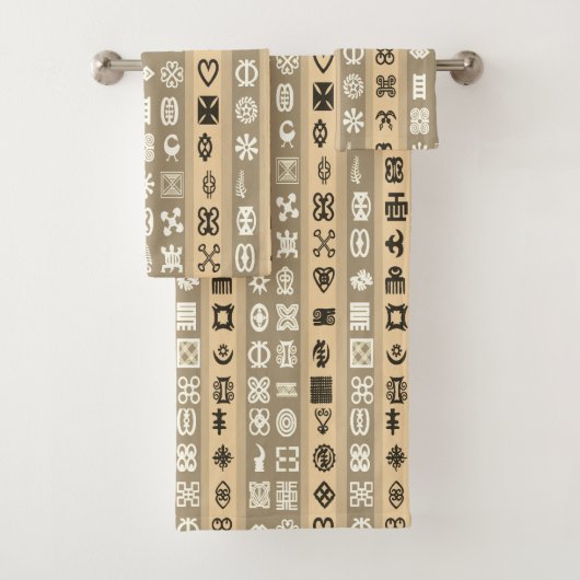 Afrikaanse Adinkra Symbolen Striped Towel set Bad Handdoek (Insitu)